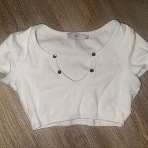 Adika White Accent Cropped Scoop Tee